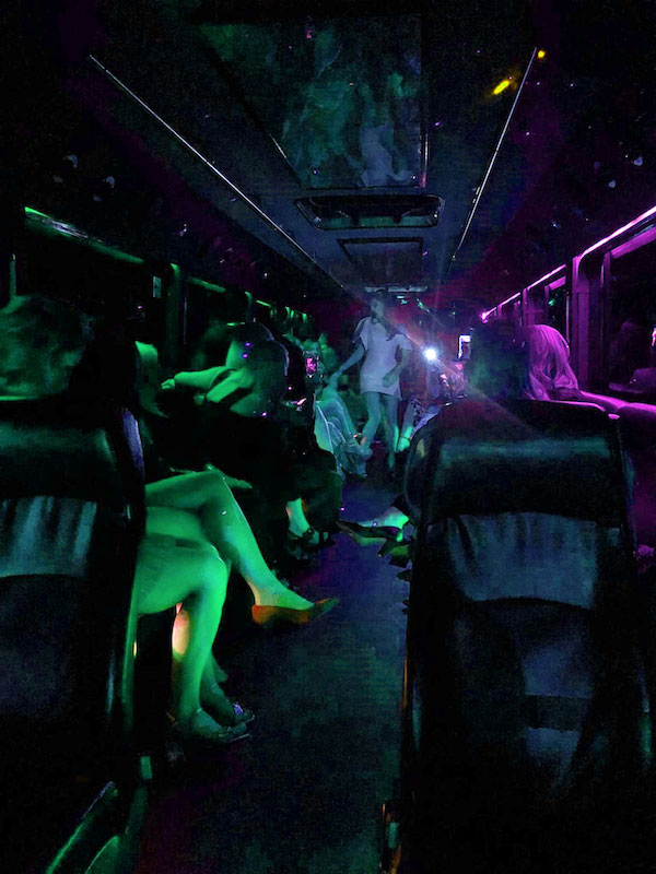 party inside a limousine