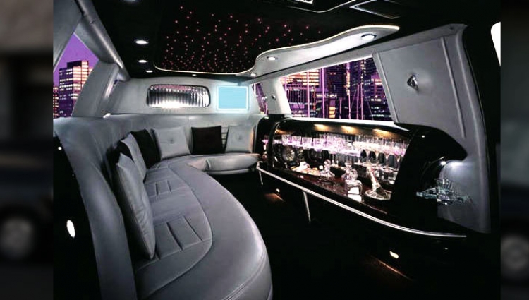 view inside the F250 Stretch Limo 
