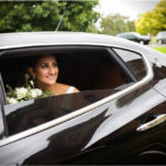bride inside the Maserati Limo