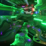 inside the sunset jewel hummer limo green light