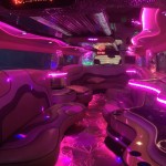inside the sunset jewel hummer limo purple light
