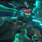 inside the sunset jewel hummer limo blue light