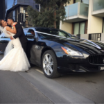 newly wed outside the limo