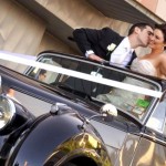 couple inside the classic bentley