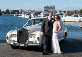 1960 Phantom V Rolls Royce newly wed outside the 1960 Phantom V Rolls Royce